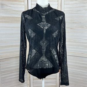 BCBGMaxAzria Black Lace Bodysuit